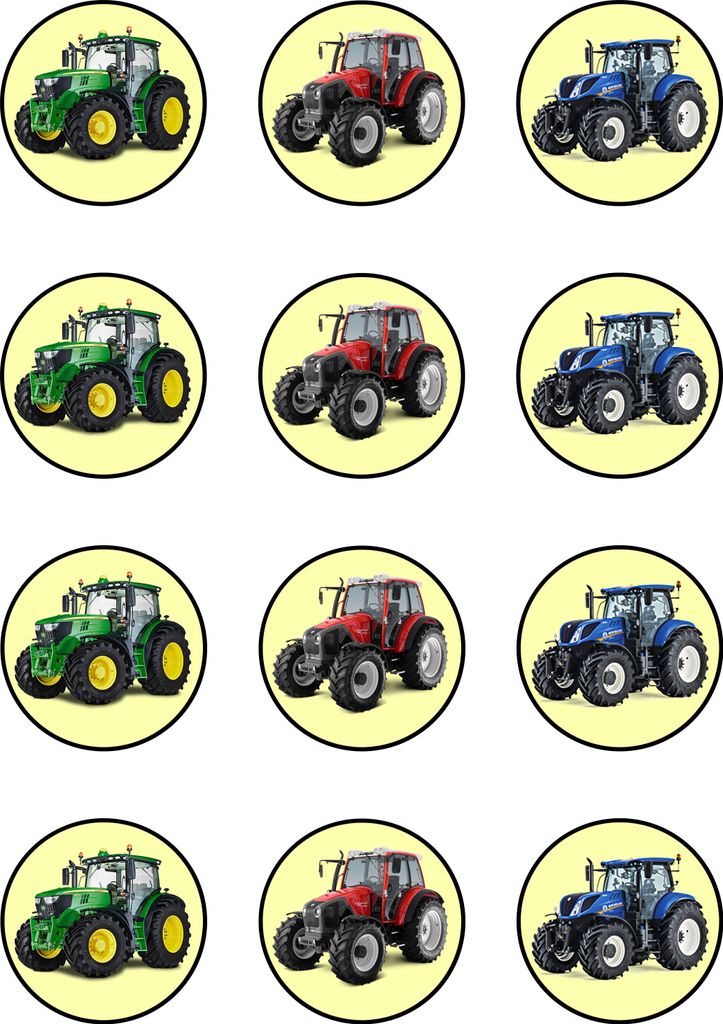 Muffin toppers cupcakes muffins sugar paper children's birthday vehicles tractor FZ01