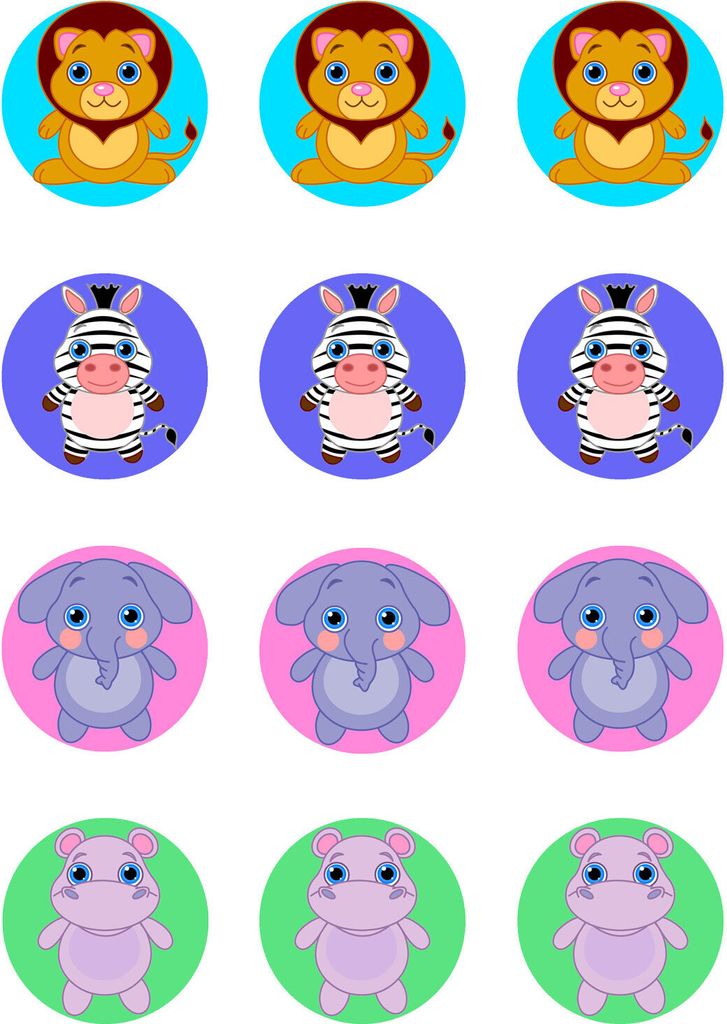 Muffin toppers cupcakes muffins sugar paper children's birthday wild zoo GB02