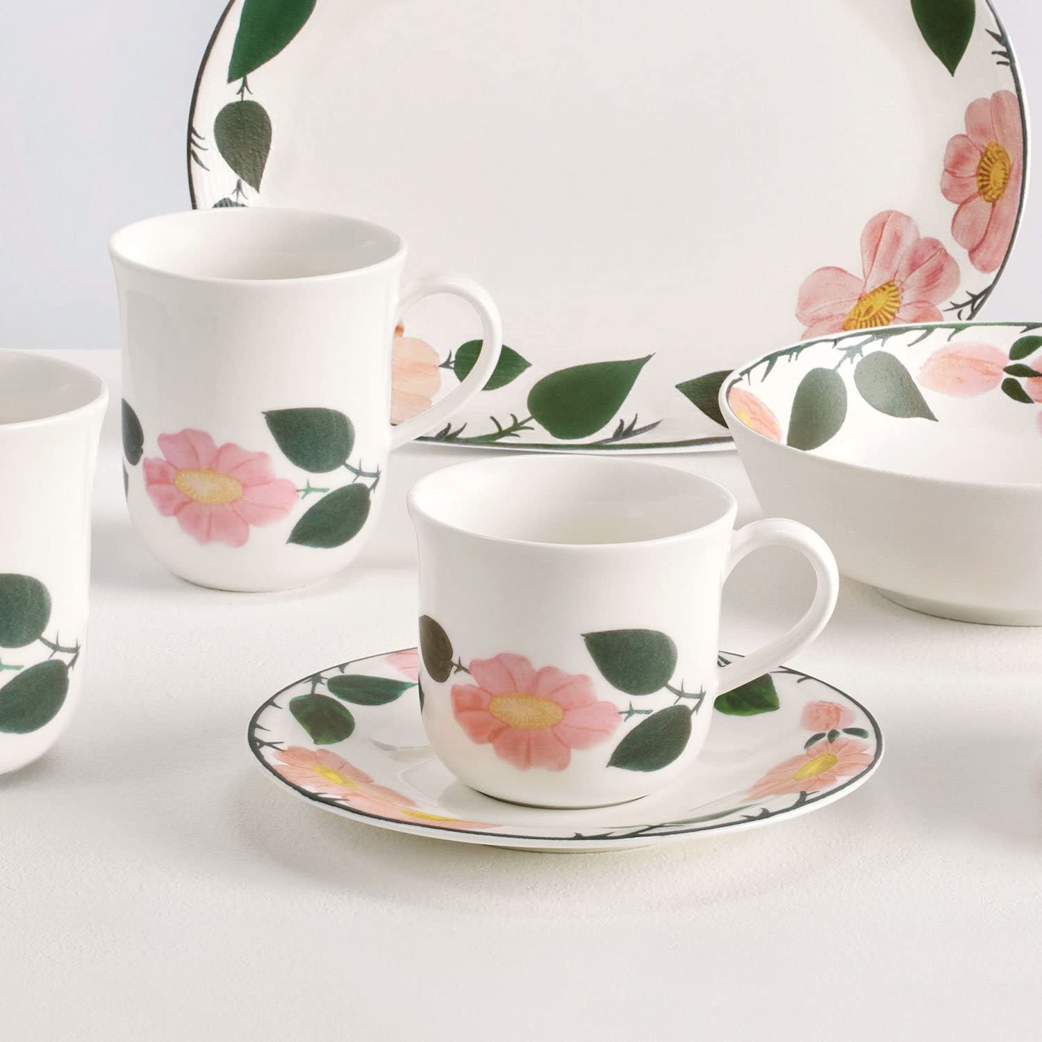Villeroy & Boch Villeroy und Boch Rose Sauvage Saucer, 16 cm, Premium Porcelain, White/Multicoloured