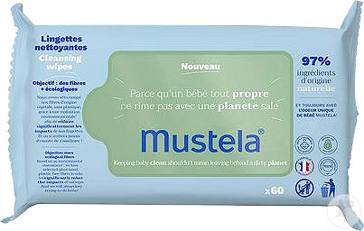 Mustela cleaning wipes for babies organic avocado 60 pieces