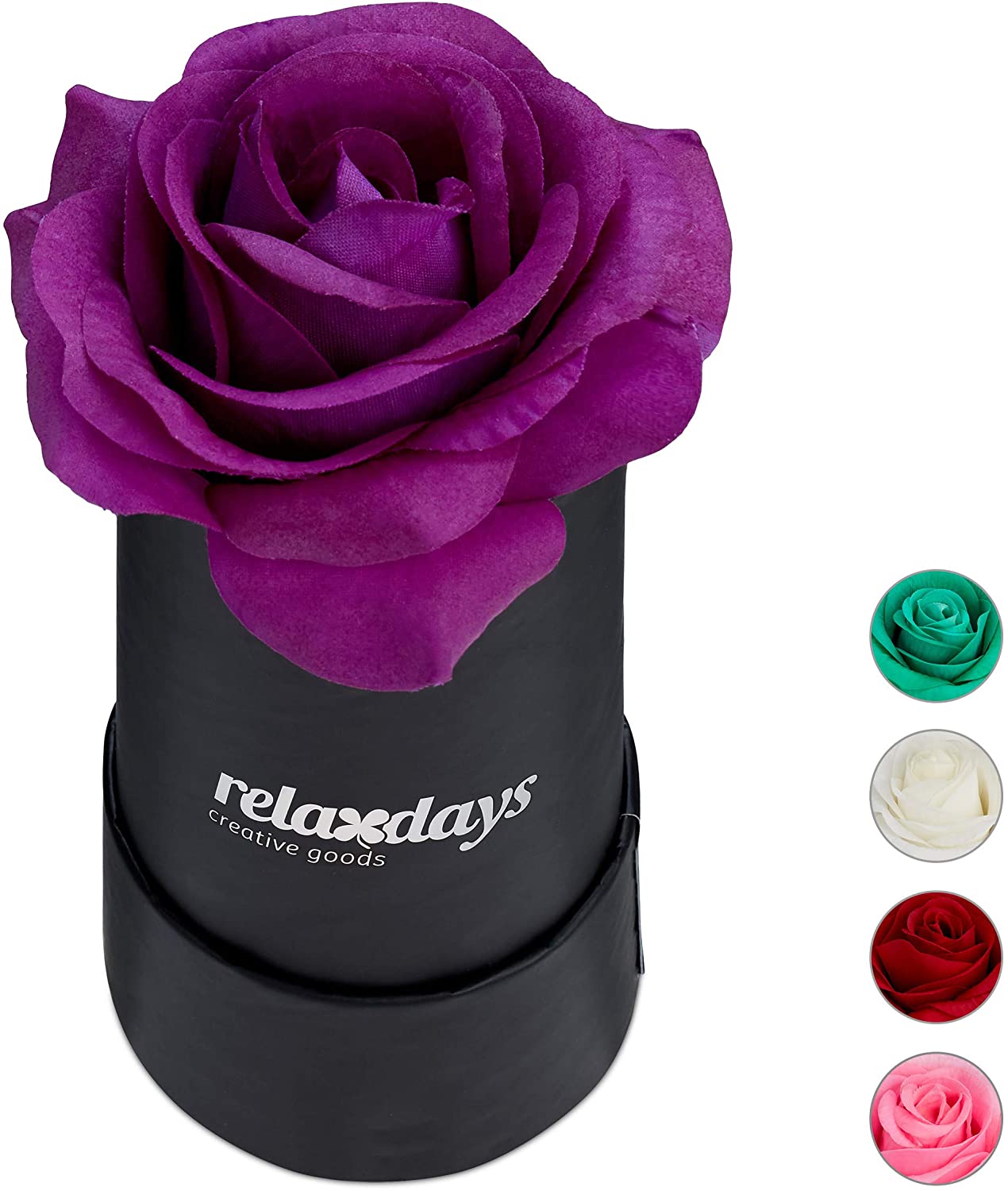 Relaxdays Roses Box Round 1 Rose Flower Box Black 10 Year Shelf Life Gift I