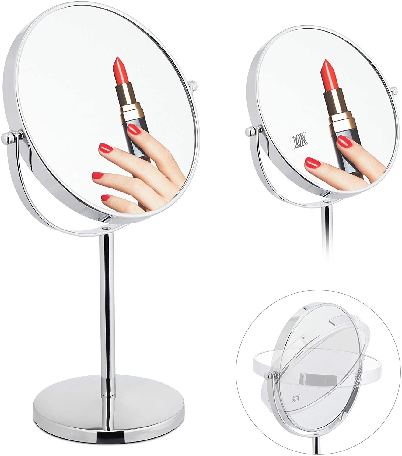 Relaxdays 10027305 Cosmetic Mirror Silver