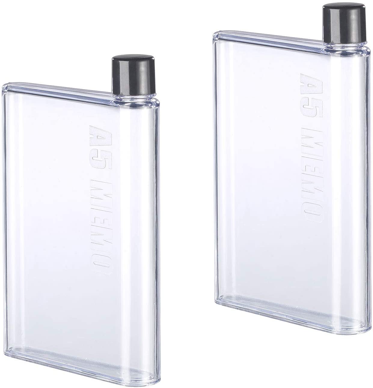 Rosenstein & Söhne Flat Bottle: Set of 2 Ultra Slim A5 Notebook Water Bottles 420ml (Bottle Pocket)