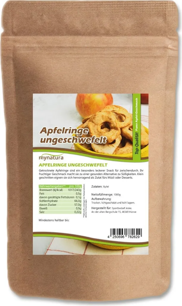 Mynatura dried apple rings, unsulfured 1Kg