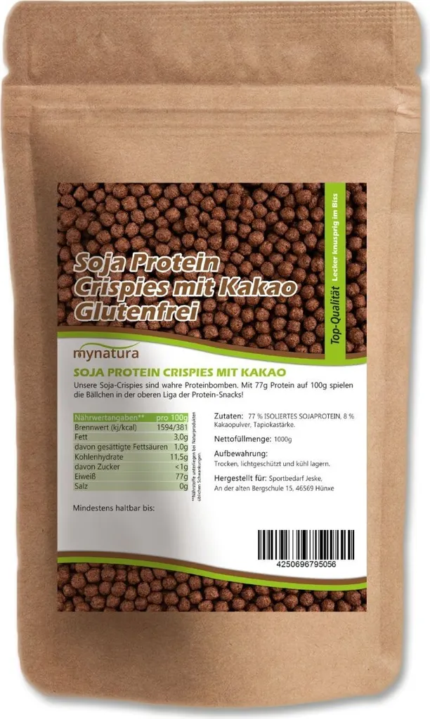 Mynatura Protein Soja Kakao Crispies 77% 1000g Beutel