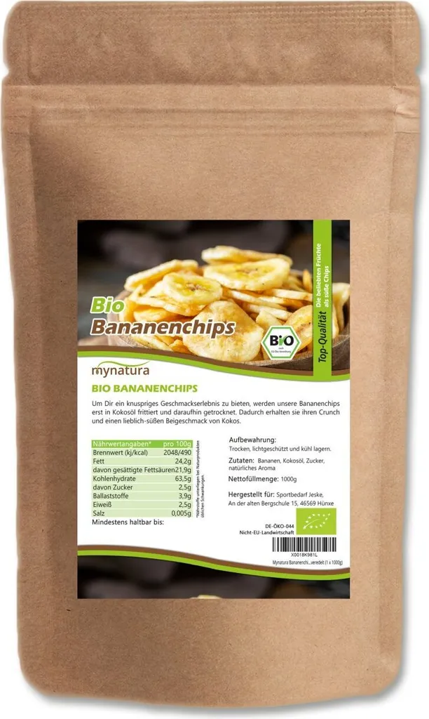 Mynatura Banana Chips 1Kg 2 Bags