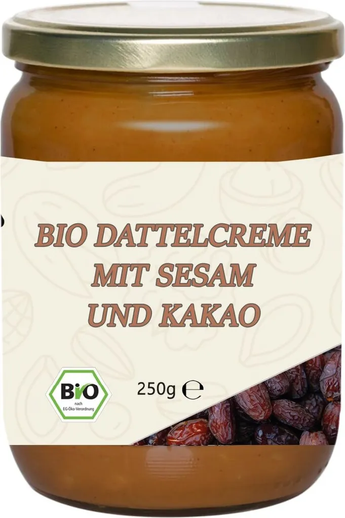 MynaturaDattelcreme mit Sesam und Kakao 250g Glas