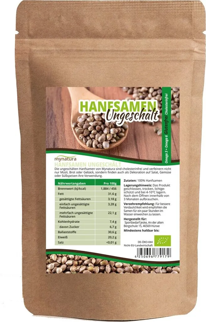 Mynatura Hemp Seeds UNPEELED 1Kg 3 Bags