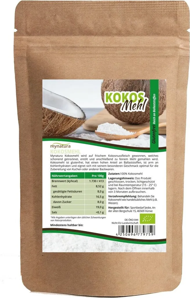 Mynatura Coconut Flour 1000g defatted 1 bag