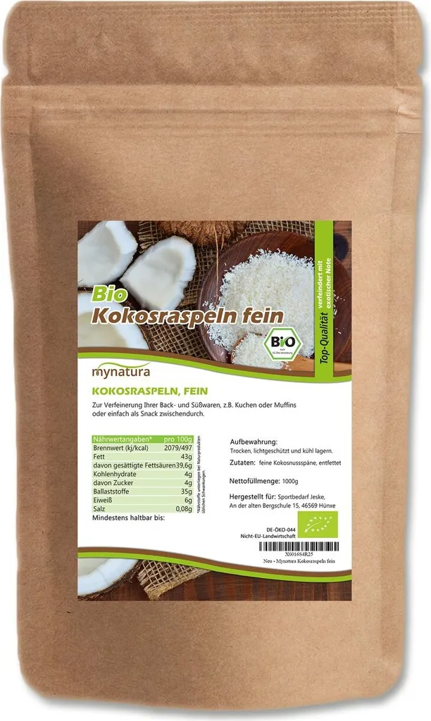 MynaturaKokosraspeln fein - teilentölt 1Kg 3 Beutel
