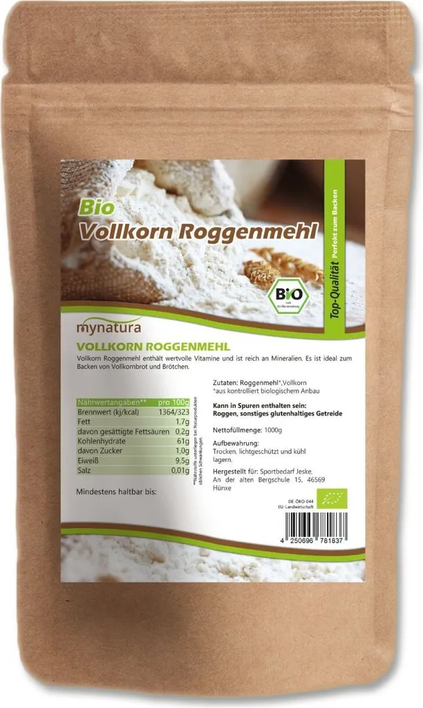 Mynatura Wholegrain rye flour 1000g bag 1000g