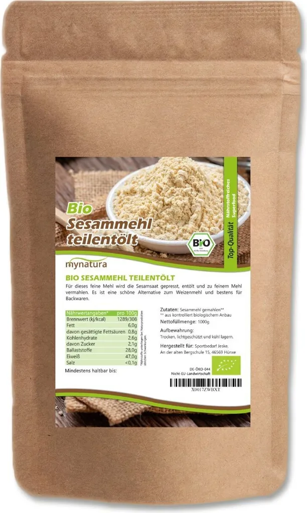 MynaturaSesame flour, partially defatted 1Kg 1 bag