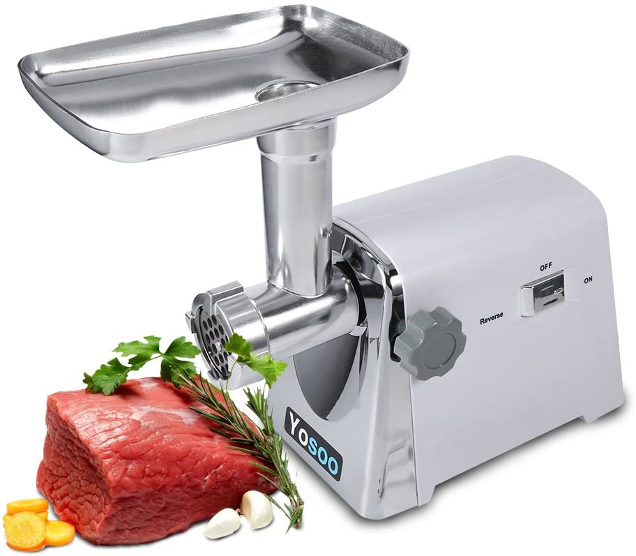 Yosoo Meat Mincer and Kchm Sausage Maker Electric Multifunction Set Multi Hachoir 1600 Watt Motor and Metal Gearbox and Three Groove Hash