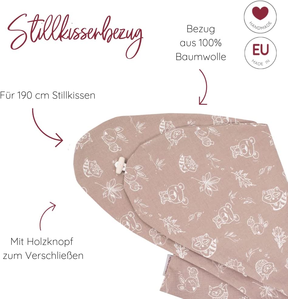 HOBEA-Germany Nursing Pillow Cover for Nursing Pillow 190 cm in Various Colours and Designs Monkeys