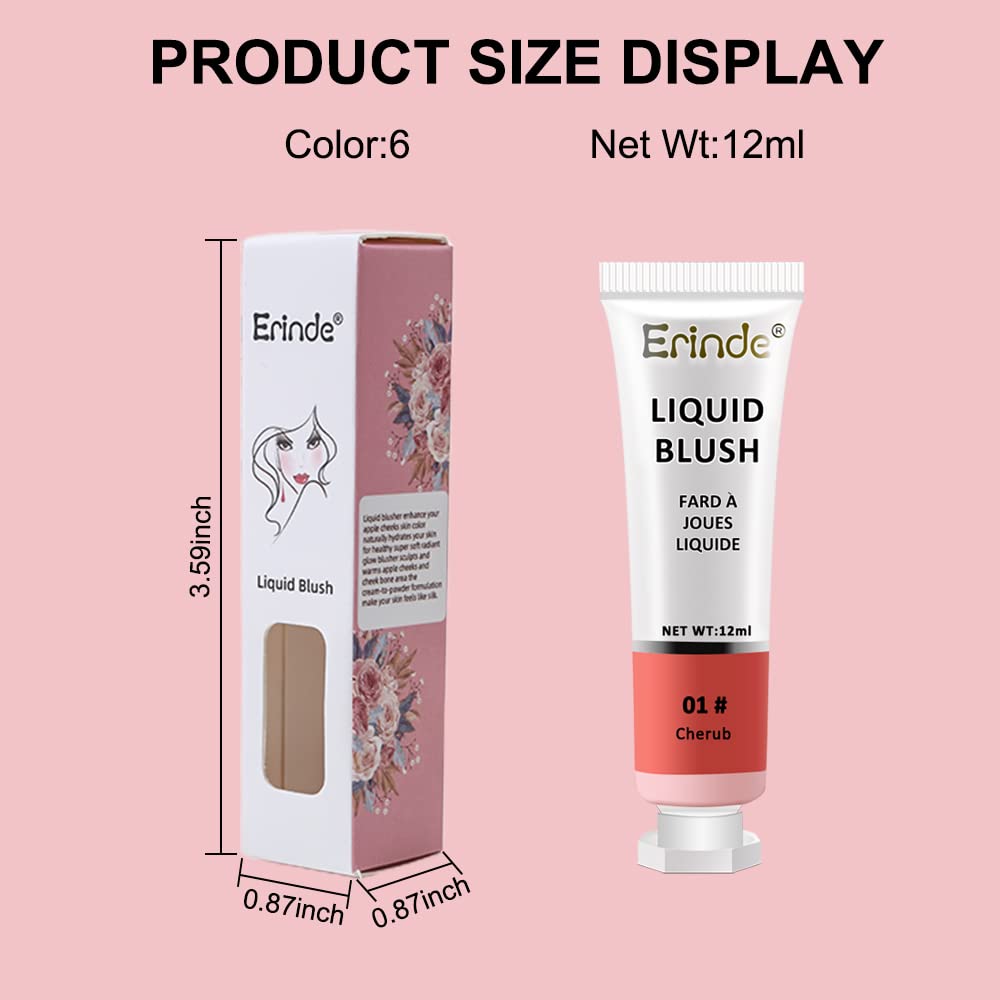 Erinde Gel Cream Blush Makeup, Dewy Finish, Lightweight, Breathable Feel, Water-Based Liquid Blush, Summer Refreshing Makeup, 01#02#03, ‎01#02#03