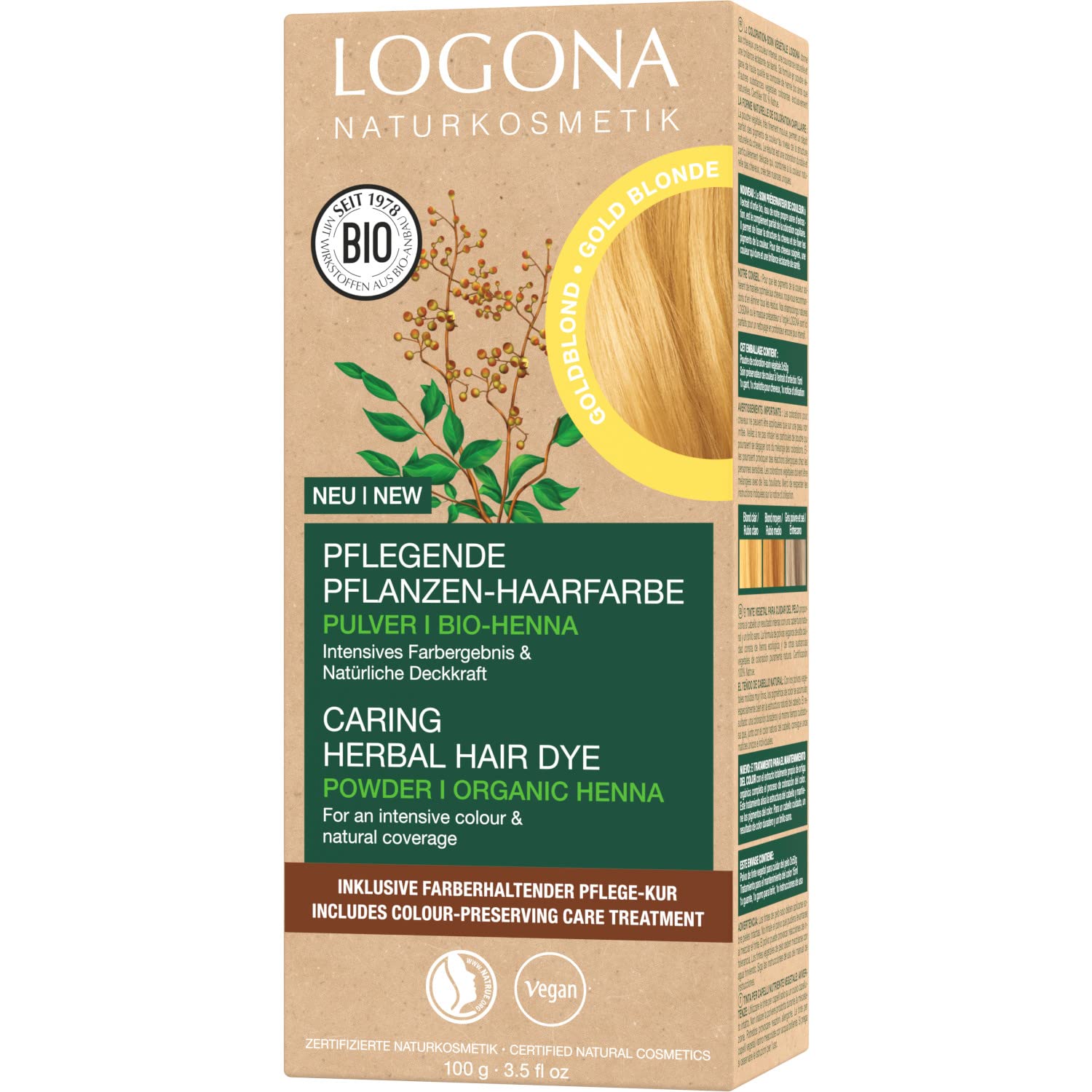 LOGONA Naturkosmetik Nourishing Plant Hair Colour Powder Golden Blonde, ‎golden