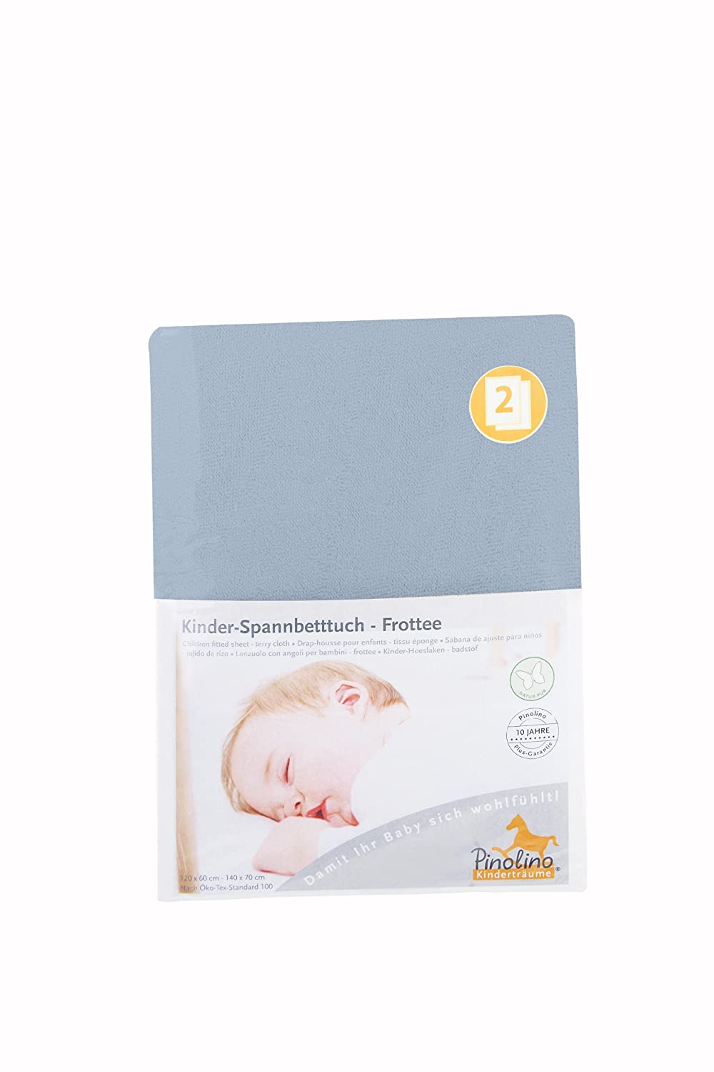 Pinolino 540062 Twin Pack Jersey Fitted Cot Bed Sheet light blue