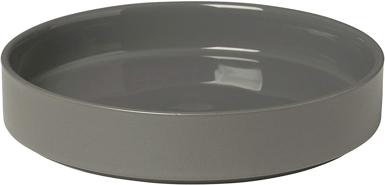 Blomus MIO Deep Plate, Soup Plate, Pasta Plate, Pewter / Dark Grey Ceramic Diameter 20 cm