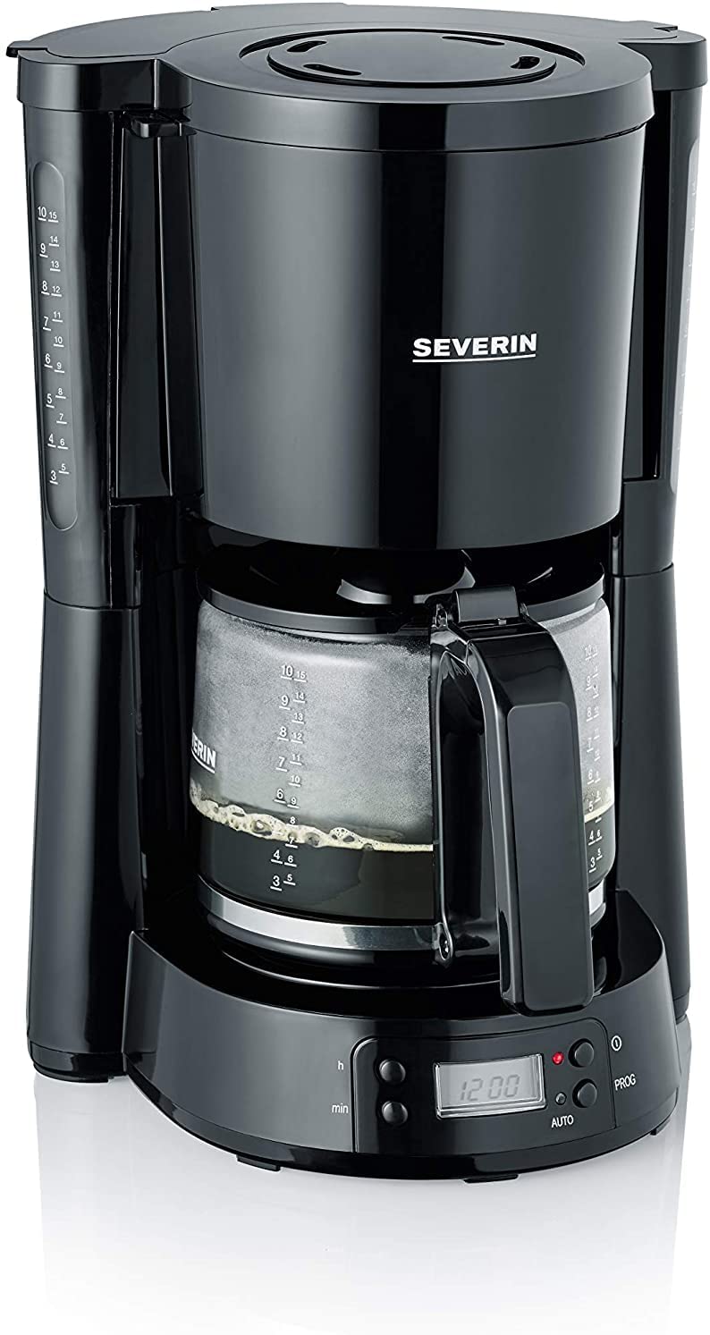 Severin coffee machine with timer \"TYPE\", approx. 1000W up to 10 cups, double-sided water level indicator, automatic shut-off, swivel filter 1 x 4 with drip stop, timer function