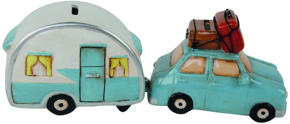 Annastore Money Box Car with Caravan L Approx. 29 cm money box saving.