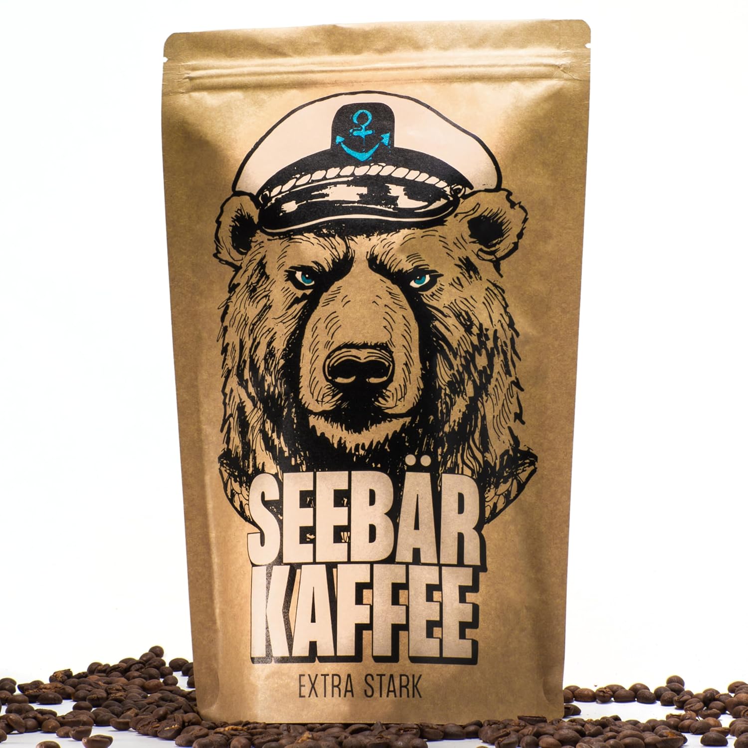 SEEBÄR COFFEE - Extra Strong Coffee Beans - 500 g - Low Acid & Intensive in Taste - Whole Beans for Fully Automatic Coffee Machine, Espresso and French Press - Lots of Caffeine & Low Acidity