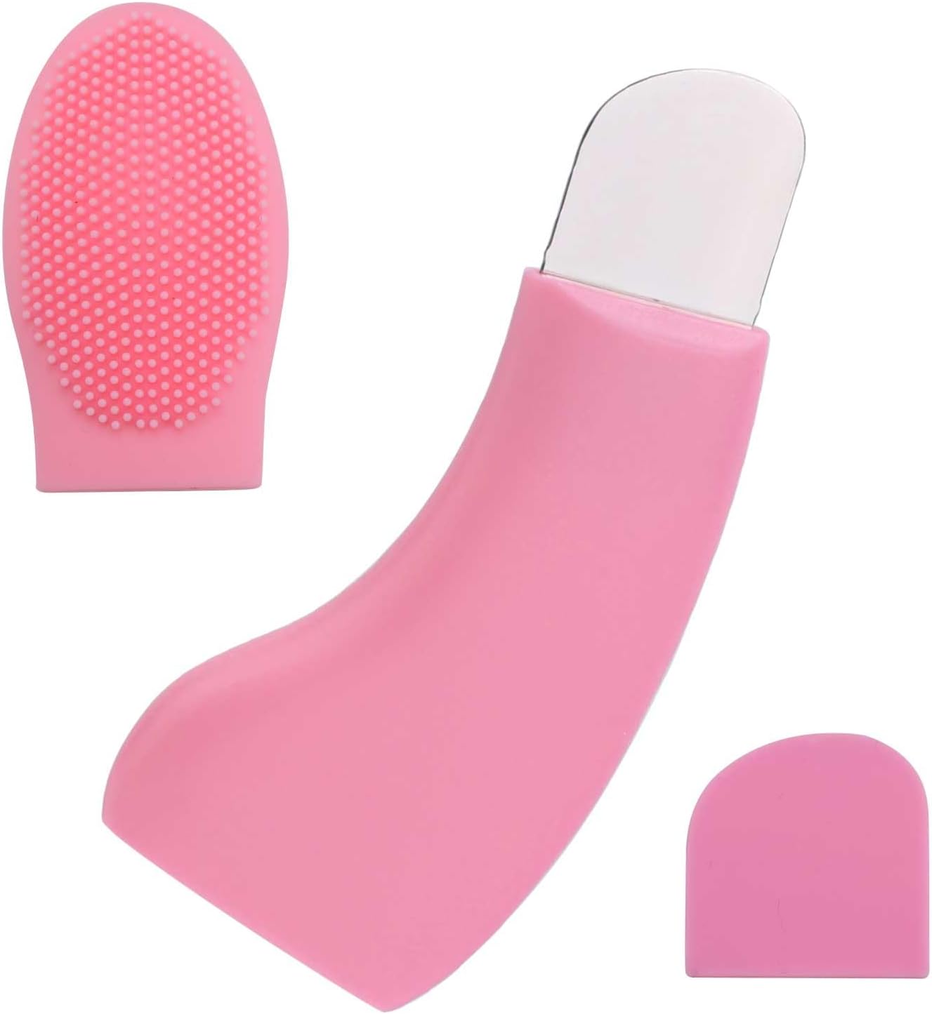 Blackhead Remover Tool, Silicone Stainless Steel Blackhead Extractor Deep Cleaning Blackhead Remover for Face Nose with Silicone Brush Dust Protection Face Scraper Tool for Women (Pink)