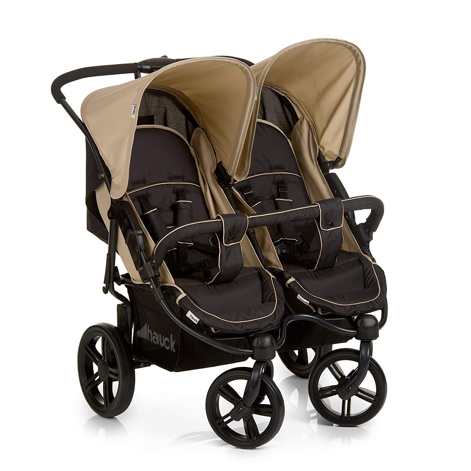 Hauck Roadster Duo SLX Sibling / twin stroller, for babies and toddlers, next to each other, usable from birth (with carrying bag), narrow, quickly foldable, beige