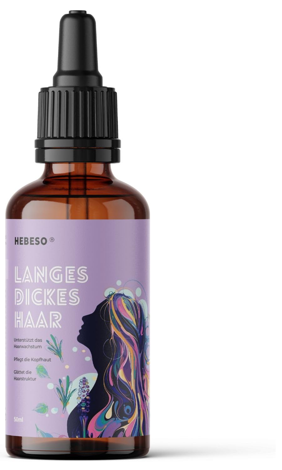 HEBESO® Long Thick Hair 50 ml Rosemary Mint Hair Growth Oil with Nettle, Horsetail, Sage, Laurel, Castor, Vitamin E and More, Hair Growth Serum for Healthier Hair