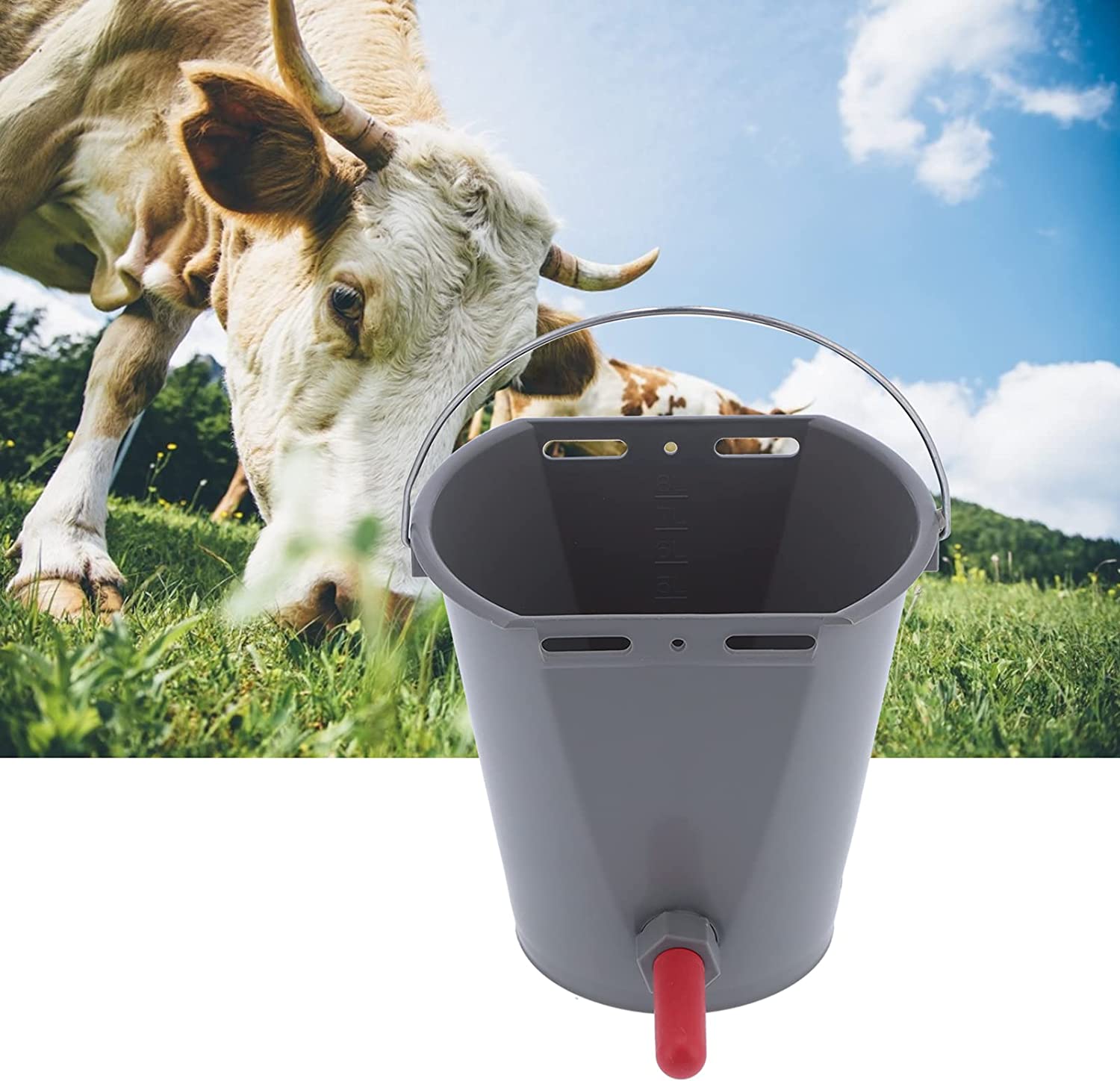 FEYV Cow Food Bucket, Sheep\'s Milk Feeding Bucket, Milk Food Bucket, Calf Food Bucket, Portable Plastic Calf Feeder Bucket for Farm (for Cattle)