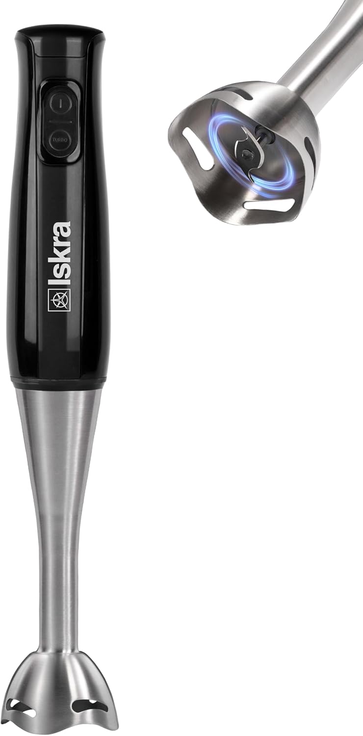 Iskra Hand Blender Stainless Steel 700 W with Stainless Steel Mixing Base, Black
