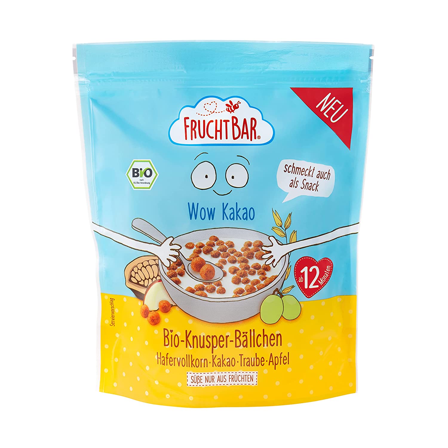 FruchtBar – Bio-Knusper-Bällchen Wow Kakao; 6 x 125g