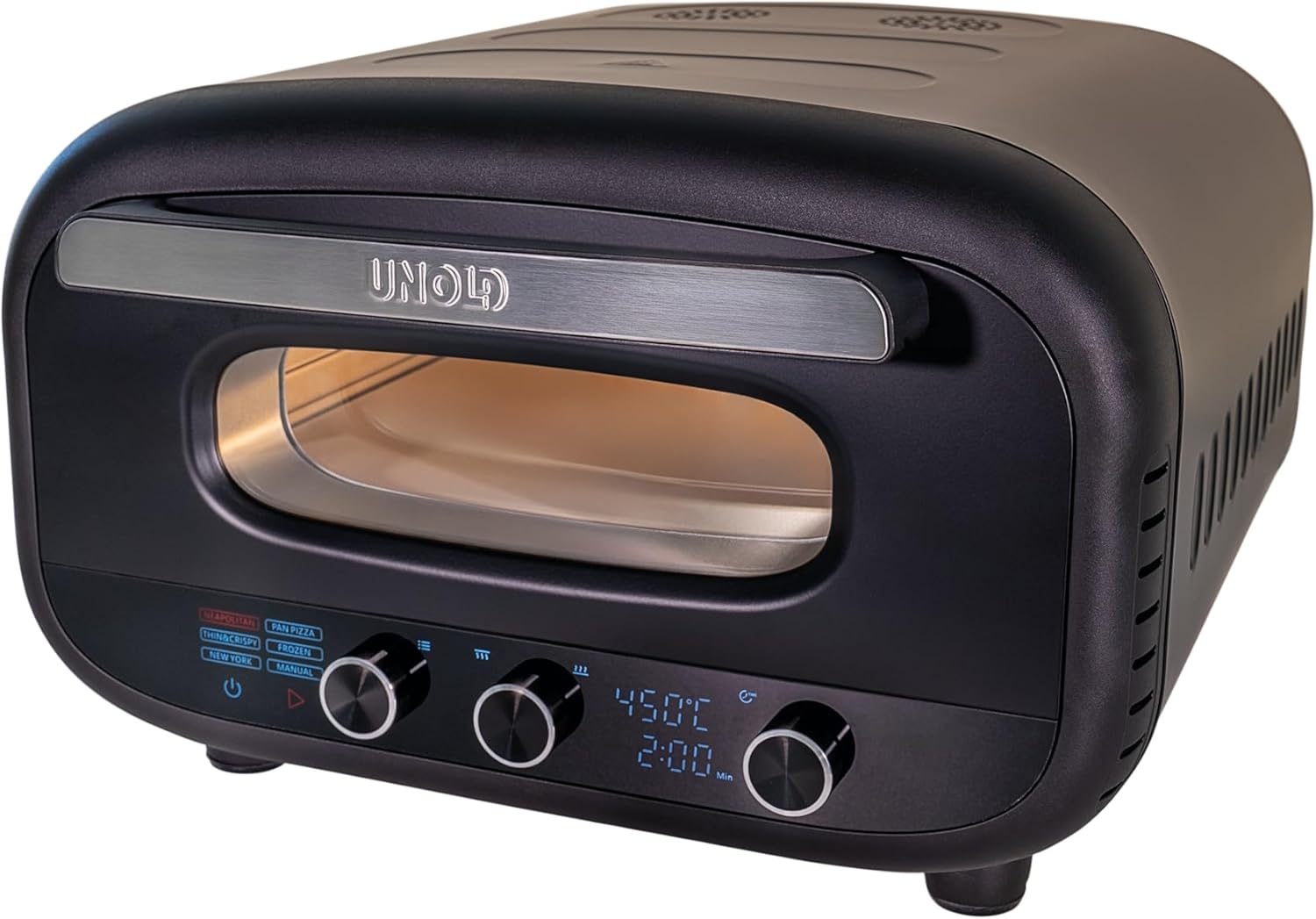 Unold Don Alfredo 68805 Pizza Oven - Premium Pizza Oven for Stone Oven Pizza, 450 °C Temperature, Pizza Stone, Quick Heating (Black)