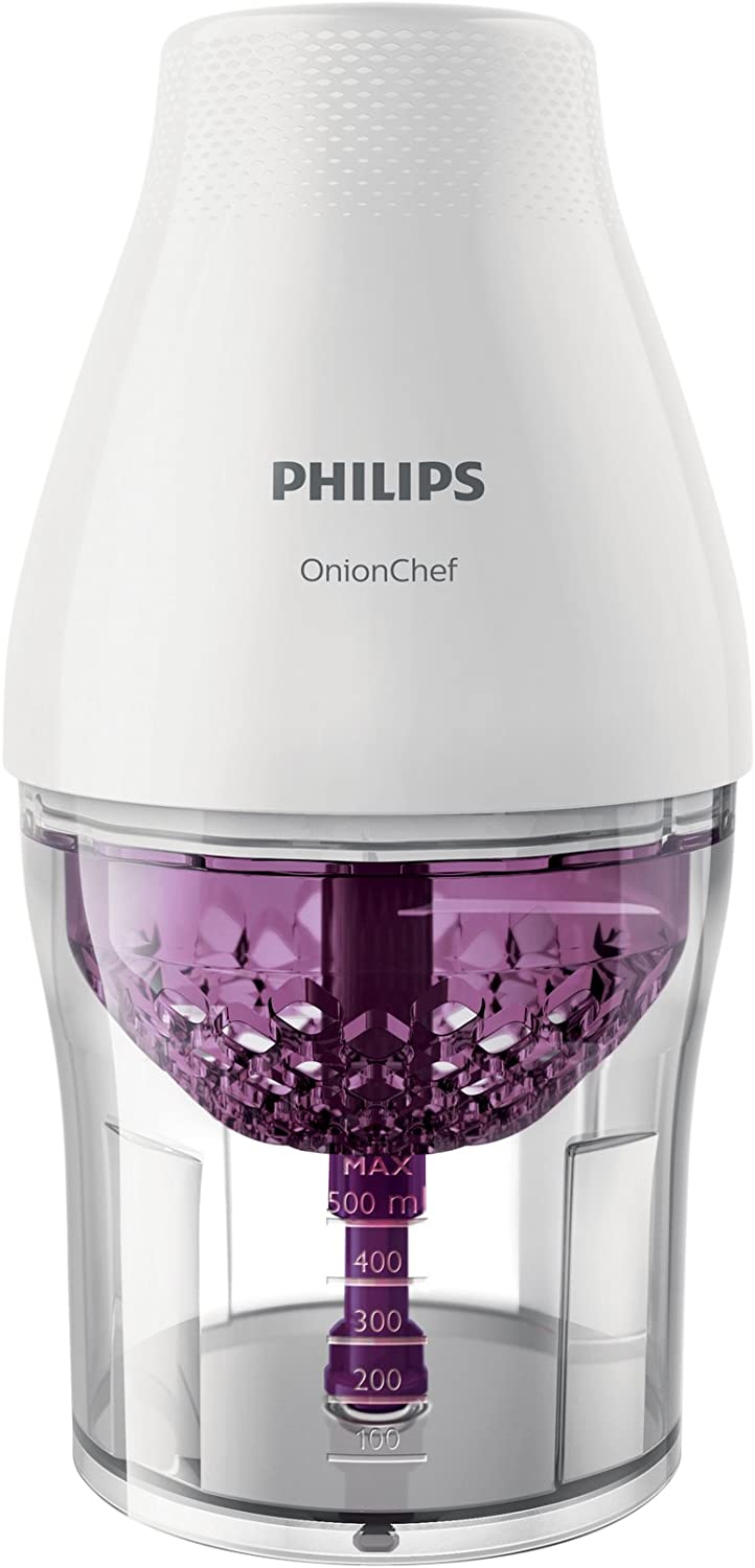 Philips HR2505/00 Onion Chef Multifunction Chopper (500 W, 2 x Accessories, 2 Speeds) White