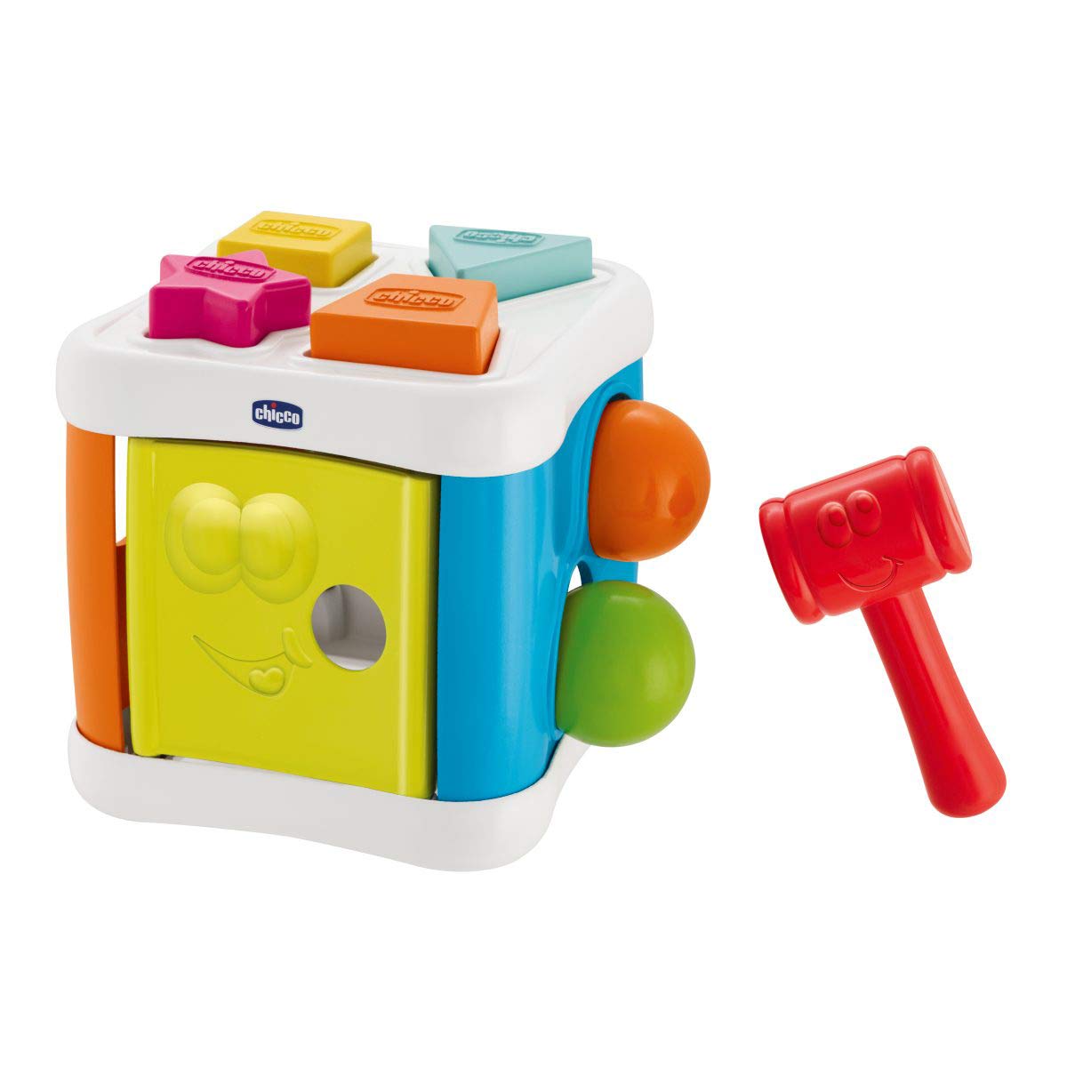 Chicco 0000968600000 2-in-1 Sorting & Punch Cube, Multi-Coloured