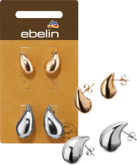 ebelin drop earrings, silver & gold look, 4 pcs