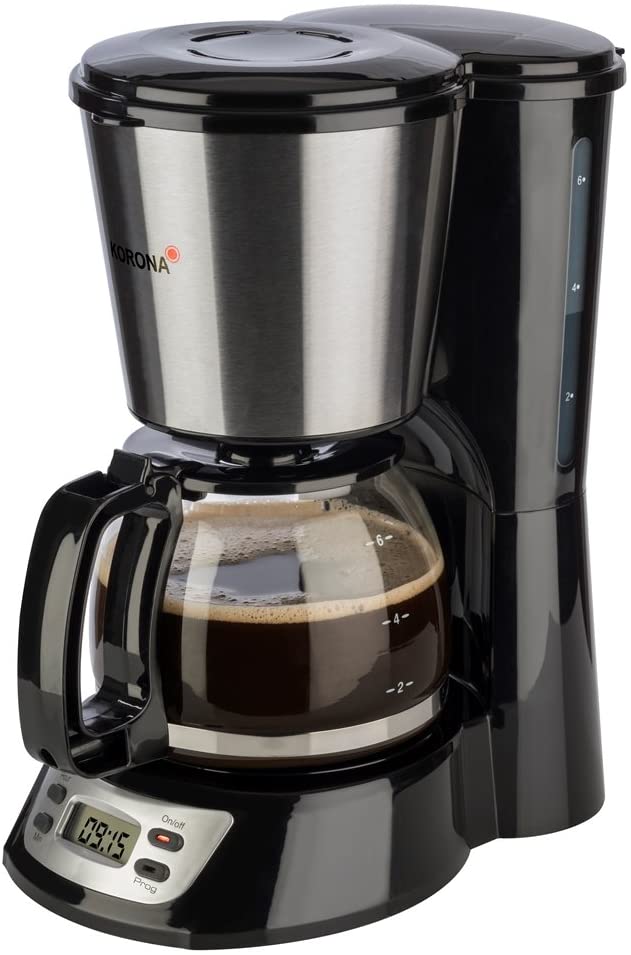 Korona 12113 Stainless Steel Coffee Machine with Timer Function Filter Coffee Machine for 6 Cups with Glass Jug