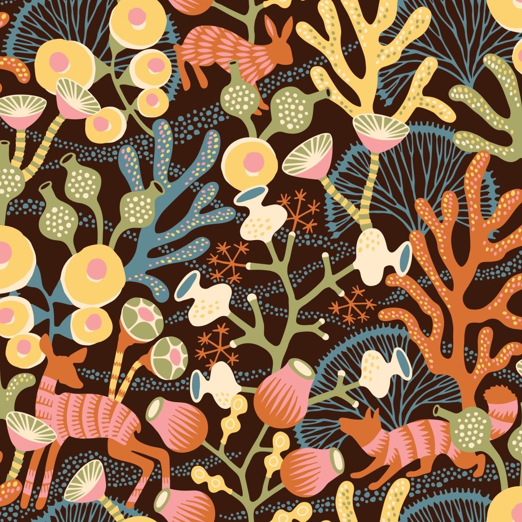 Hanna Werning Wonderland 1461 Non-Woven Wallpaper Coral Landscape Woodland 