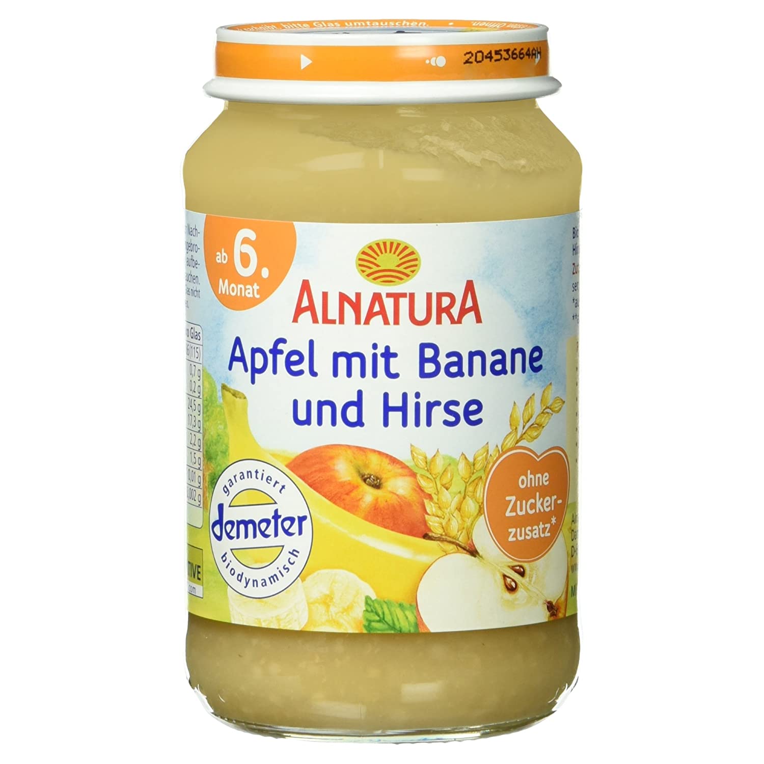 Alnatura Bio Apfel mit Banane und Hirse, ab dem 6. Monat, 190 g