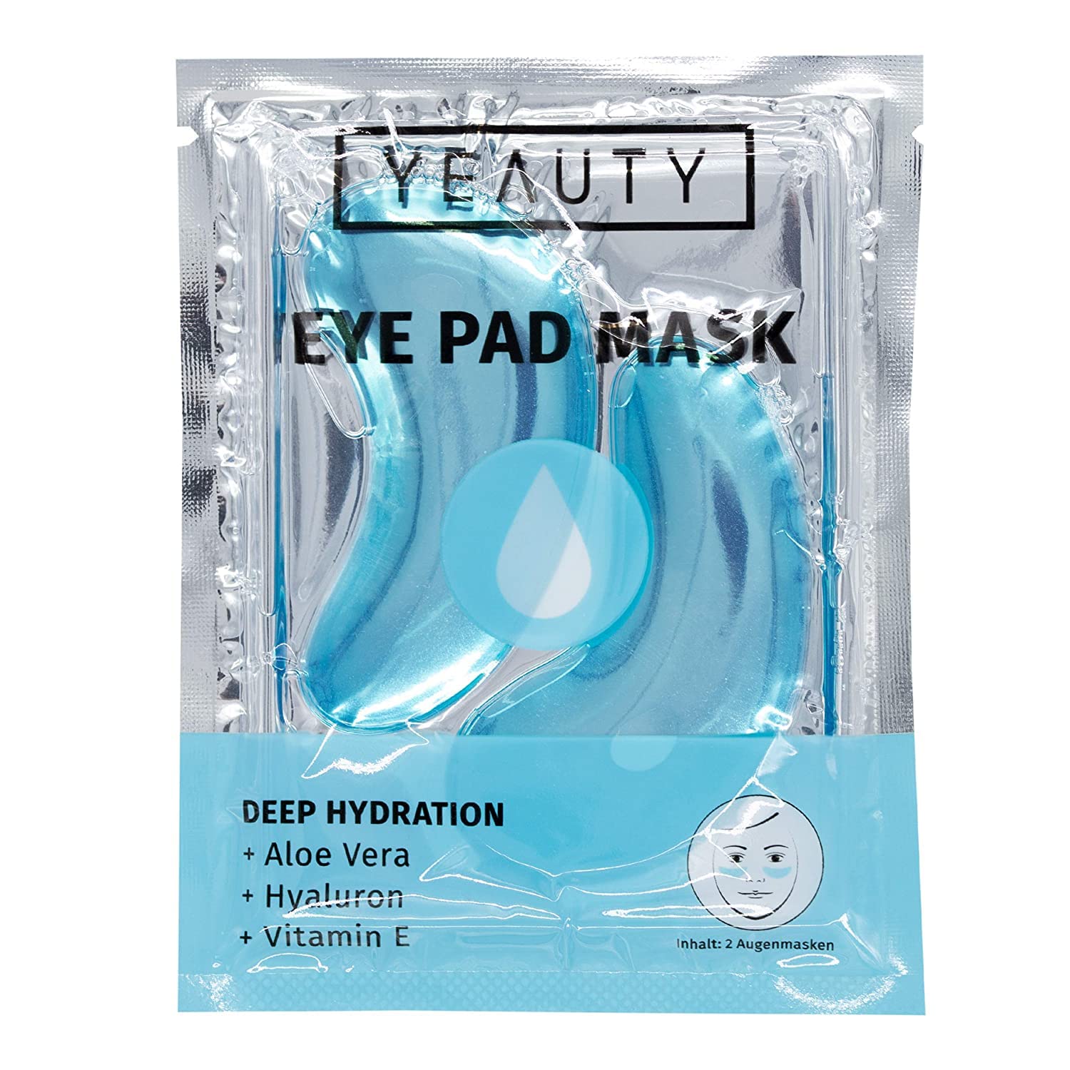 25x2 YEAUTY DEEP HYDRATION EYE PAD MASK, feuchtigkeitsspendende Augenpads mit Aloe Vera, Hyaluron und Vitamin E gegen trockene und spröde Haut, für eine optimal durchfeuchtete Augenpartie, ‎blau