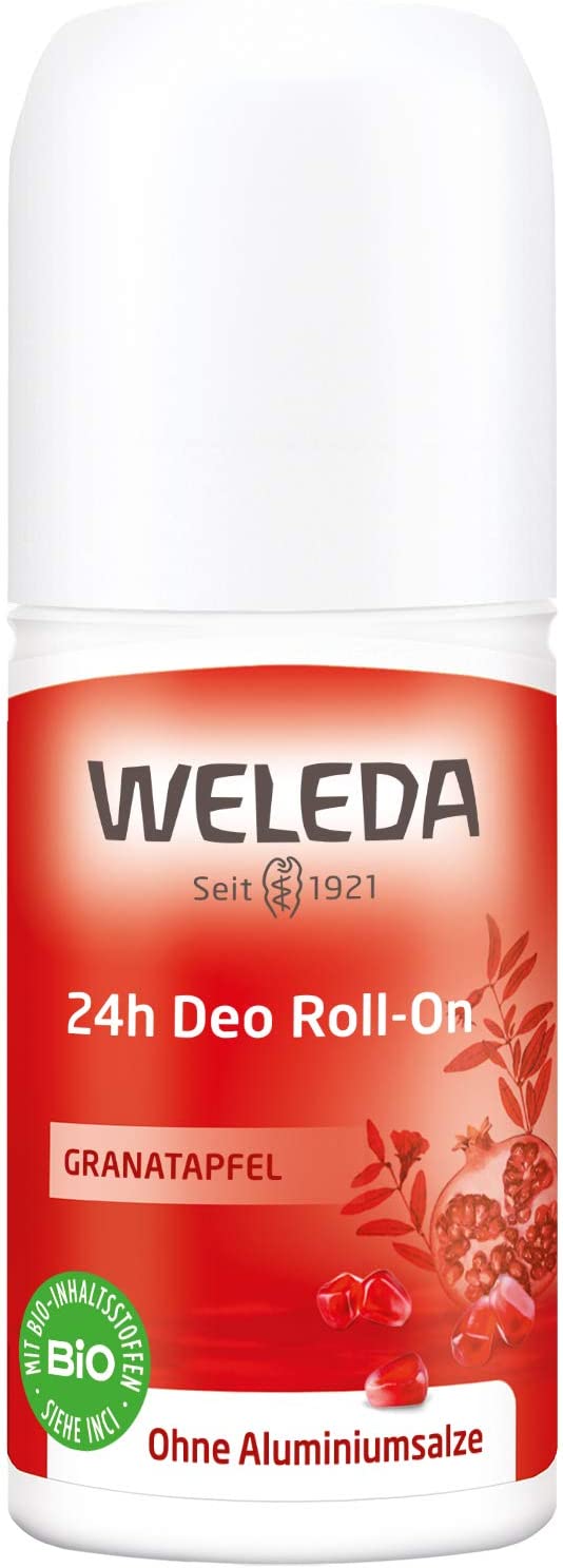 WELEDA Organic Pomegranate 24 Hour Roll-On Deodorant Natural Cosmetics Deodorant with a Sensual Fragrance Effective Protection Against Body Odour, 24 Hours Reliable without Aluminium (1 x 50 ml)