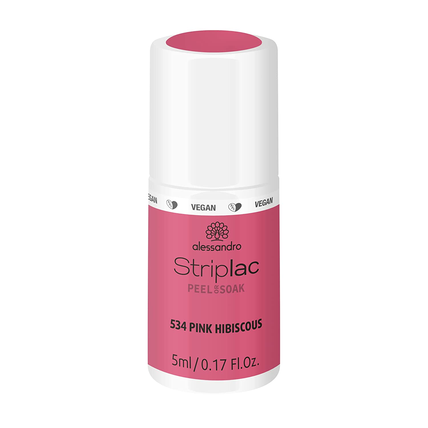 alessandro Striplac Peel or Soak - Story of Jungle - Pink Hibiscus - Bright Pink - Vegan - LED Nail Polish in Delicate Brown - For Perfect Nails in 15 Minutes - 5 ml