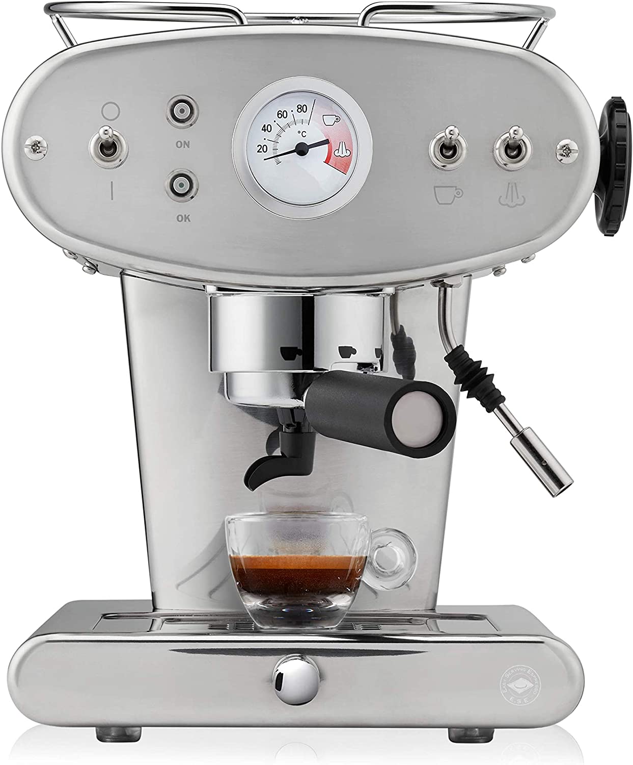 illy coffee, E.S.E. pads coffee machine X1 trio, stainless steel.