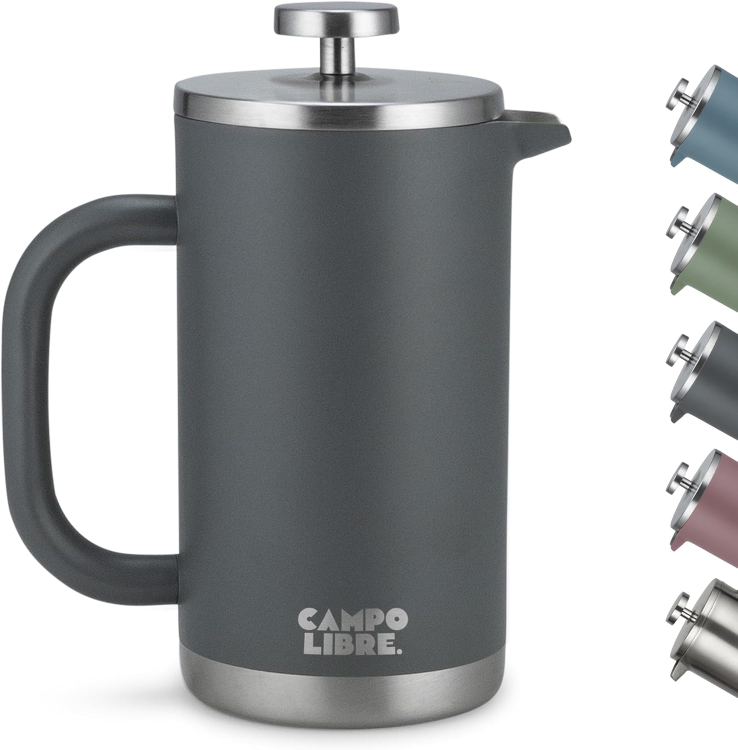Campo Libre.® Giorgio. French Press I Coffee Maker Made of Double-Walled Stainless Steel 0.6 L I Plastic-Free Coffee Press with Thermal Function Including Replacement Filter I Coffee Maker I 100%