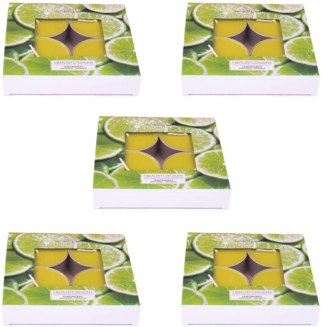pajoma Maxi Teelichte Lemongras, 20er Pack (5 x 4er Pack Maxi Teelichte)