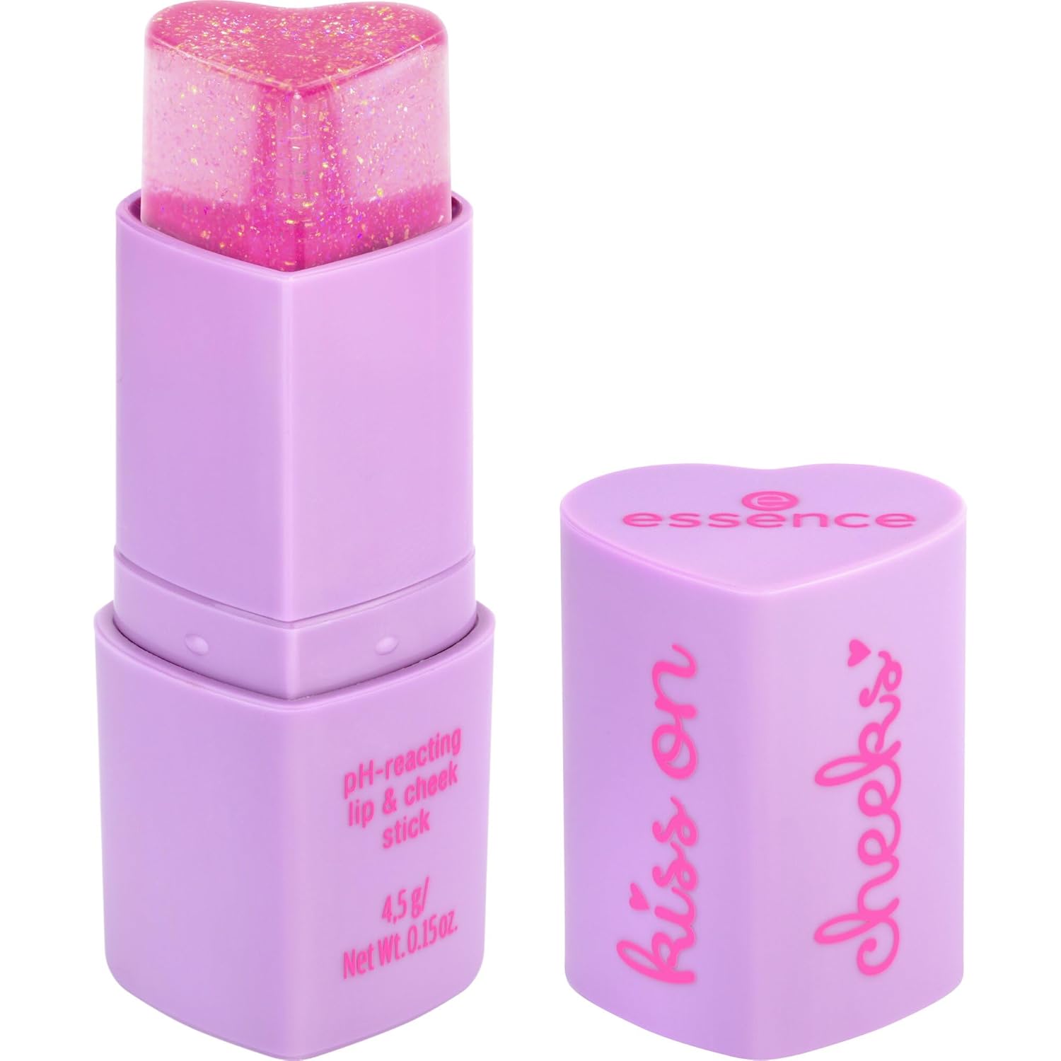 essence kiss on cheeks pH reacting lip & cheek stick, lipstick, no. 01, pink, color matching, natural, vegan, no parabens, no microplastic particles, nanoparticles free, pack of 1 (4.5 g)