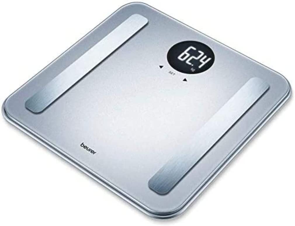Beurer BF 198 Silver Diagnostic / Personal Scales IFA 2019 with Body Fat Measurement, 10 User Memories and 5 Activity Levels, Load Capacity 180 kg