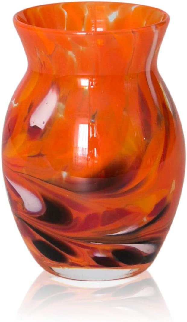 Granules orange Vase Height 13 CM Hand-Blown in Original Lauschaer Glass
