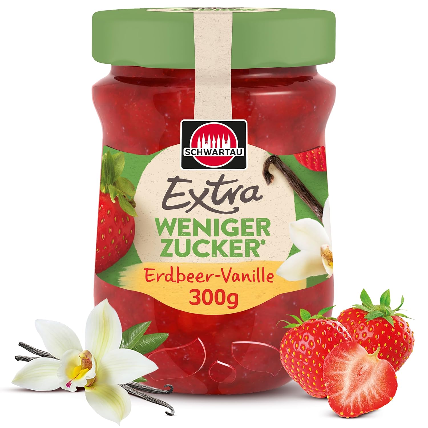 Extra Less Sugar Strawberry Vanilla, Sugar-Reduced Fruit Spread, 300 g