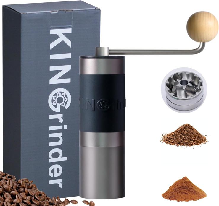 KINGrinder K1 Straight Handle Manual Coffee Grinder with 140 Adjustable Grinding Levels for Aeropress, French Press, Drip, Espresso, 25g Capacity