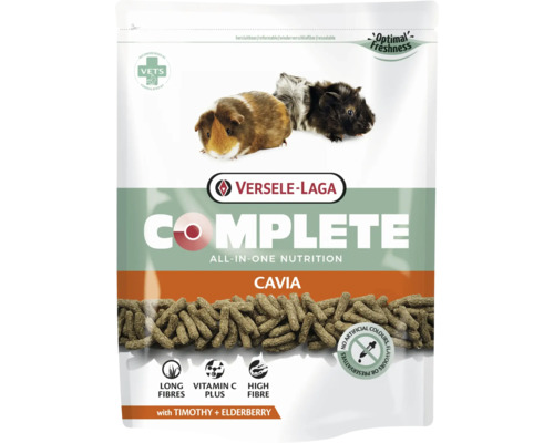 Rodent food VERSELE-LAGA Complete Cavia 500g extruded chunks with vegetables (10% carrots) high crude fiber content (20%) for guinea pigs in a fresh bag